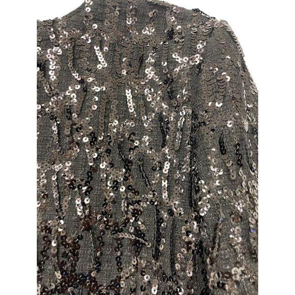 Zara Womens Sequin Jacket Blazer XS Black Fringed Textured Cropped 9659/630 NWOT - Picture 6 of 15